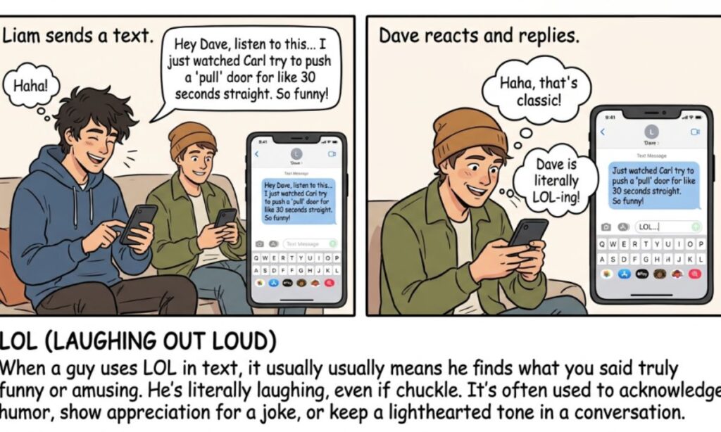 LOL Meaning in Text from a Guy